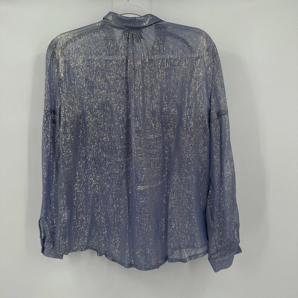 KOCH Womens Quiet Luxury Silk Metallic‎ Top Size M Boho Glam Shimmer Vintage